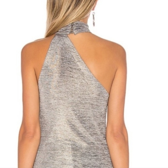 NWT Free People Koda Silver Metallic Tank Top Asymmetric Shirt Women's S  $58 - Picture 2 of 7